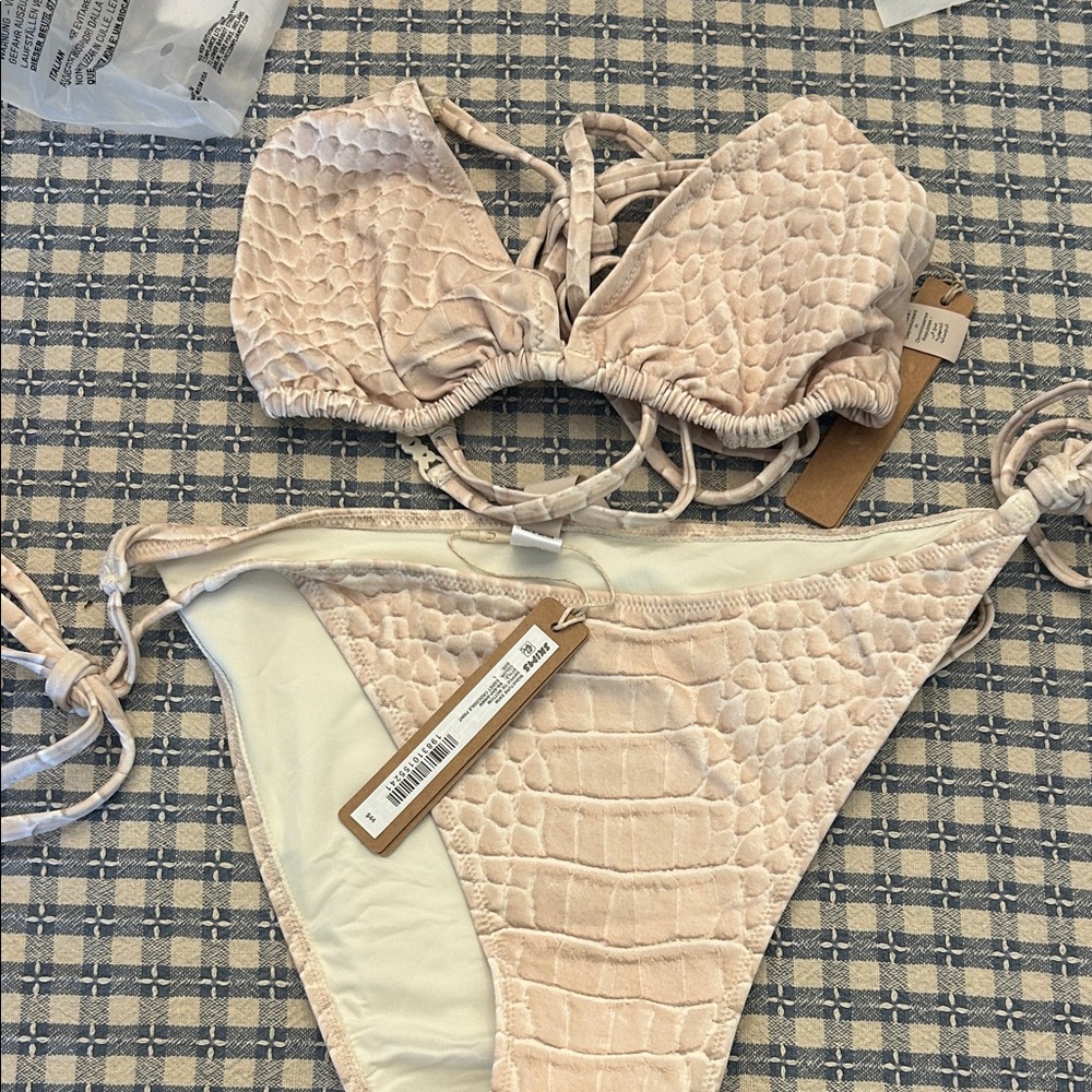 Skims Egret Crocodile Bikini Set Large